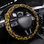 Shaka Zulu Steering Wheel Cover Leopard Print Design Traditional Warrior Spear and Shield Illustration Tribal King - African Pride