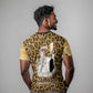 Shaka Zulu T shirt Leopard Print Design Traditional Warrior Spear and Shield Illustration Tribal King - African Pride