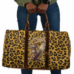 Shaka Zulu Travel Bag Leopard Print Design Traditional Warrior Spear and Shield Illustration Tribal King - African Pride