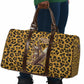 Shaka Zulu Travel Bag Leopard Print Design Traditional Warrior Spear and Shield Illustration Tribal King - African Pride