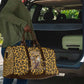 Shaka Zulu Travel Bag Leopard Print Design Traditional Warrior Spear and Shield Illustration Tribal King - African Pride