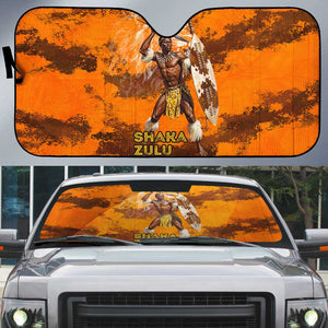 Shaka Zulu Auto Sun Shade Warrior Fiery Roaring Lion - Never Retreat Never Surrender African Strength and Courage - African Pride