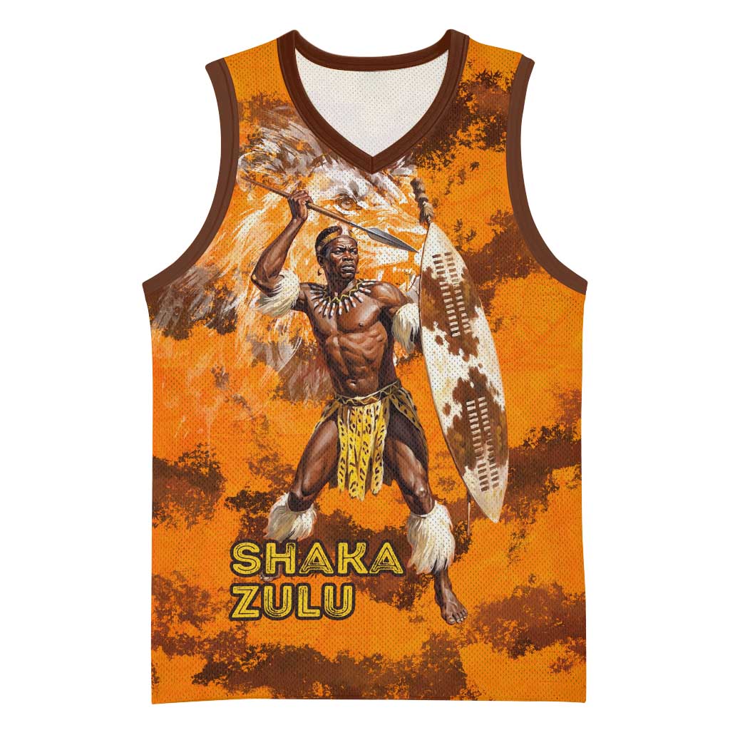 Shaka Zulu Basketball Jersey Warrior Fiery Roaring Lion - Never Retreat Never Surrender African Strength and Courage - African Pride