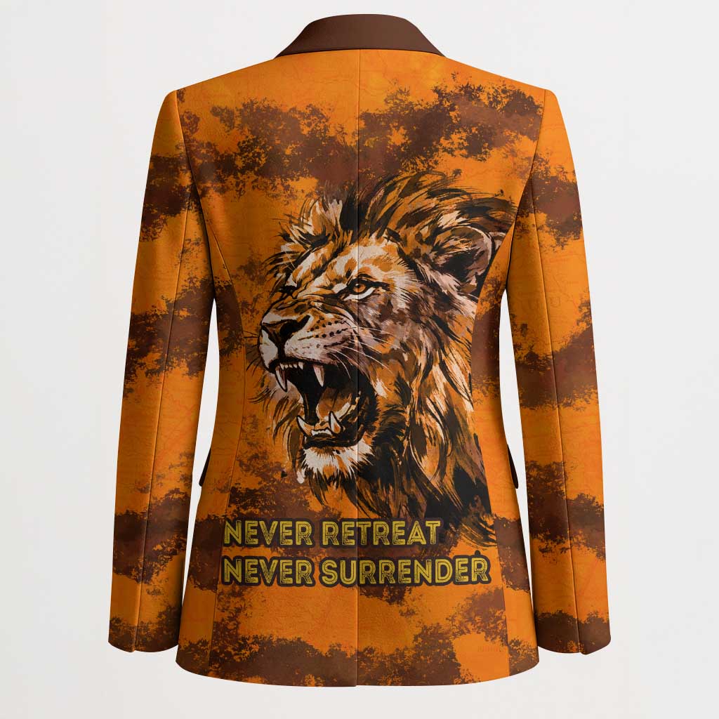 Shaka Zulu Blazer Warrior Fiery Roaring Lion - Never Retreat Never Surrender African Strength and Courage - African Pride