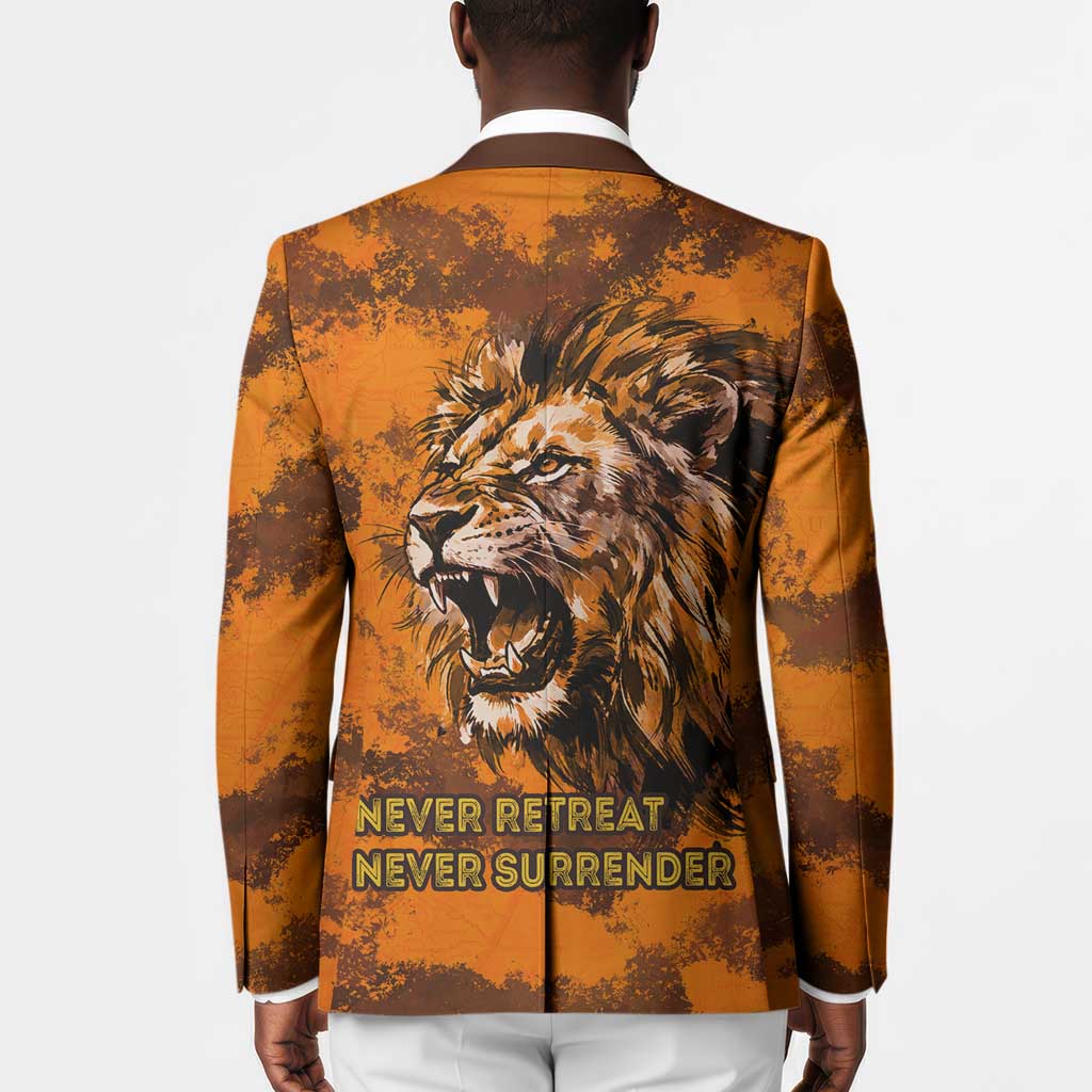 Shaka Zulu Blazer Warrior Fiery Roaring Lion - Never Retreat Never Surrender African Strength and Courage - African Pride