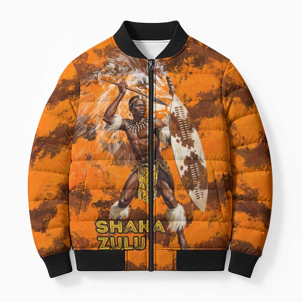 Shaka Zulu Bomber Puffer Jacket Warrior Fiery Roaring Lion - Never Retreat Never Surrender African Strength and Courage - African Pride
