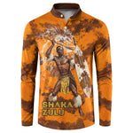 Shaka Zulu Button Sweatshirt Warrior Fiery Roaring Lion - Never Retreat Never Surrender African Strength and Courage