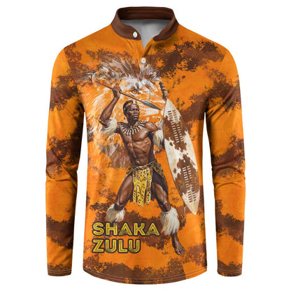 Shaka Zulu Button Sweatshirt Warrior Fiery Roaring Lion - Never Retreat Never Surrender African Strength and Courage