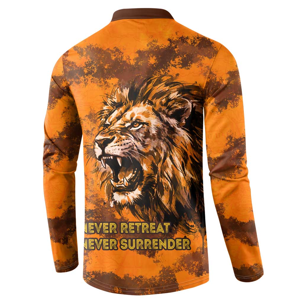 Shaka Zulu Button Sweatshirt Warrior Fiery Roaring Lion - Never Retreat Never Surrender African Strength and Courage