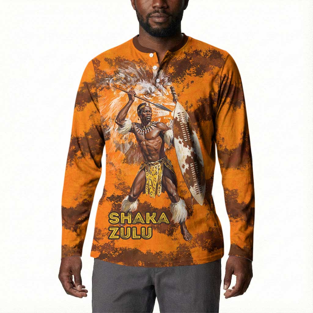 Shaka Zulu Button Sweatshirt Warrior Fiery Roaring Lion - Never Retreat Never Surrender African Strength and Courage