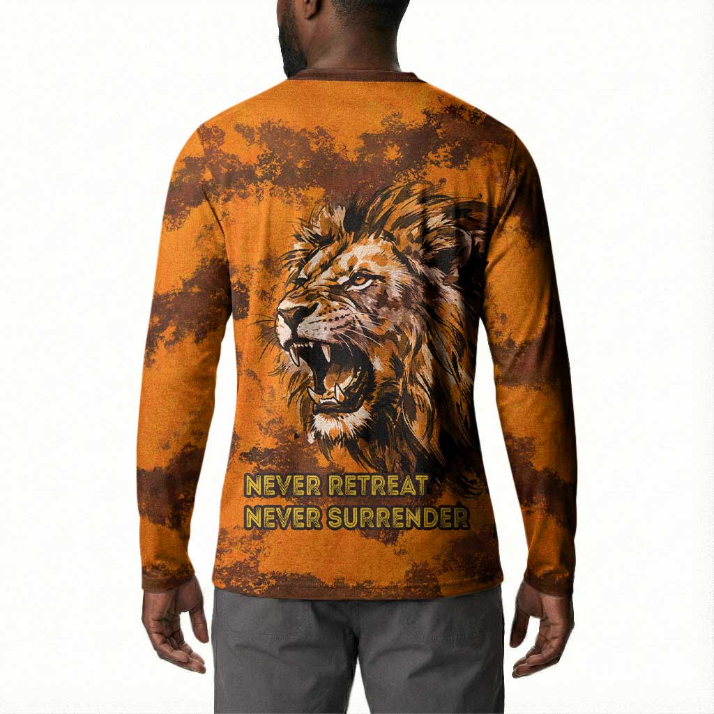 Shaka Zulu Button Sweatshirt Warrior Fiery Roaring Lion - Never Retreat Never Surrender African Strength and Courage