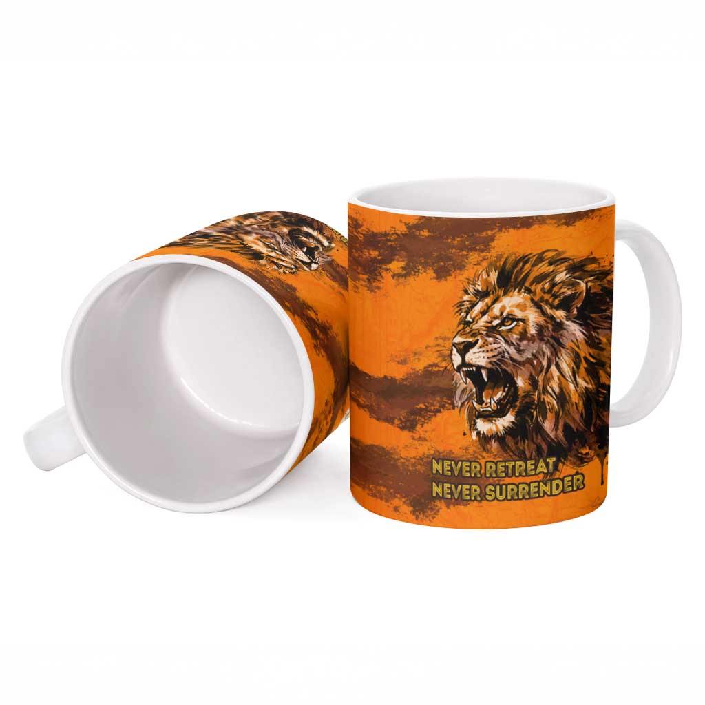 Shaka Zulu Ceramic Mug Warrior Fiery Roaring Lion - Never Retreat Never Surrender African Strength and Courage - African Pride