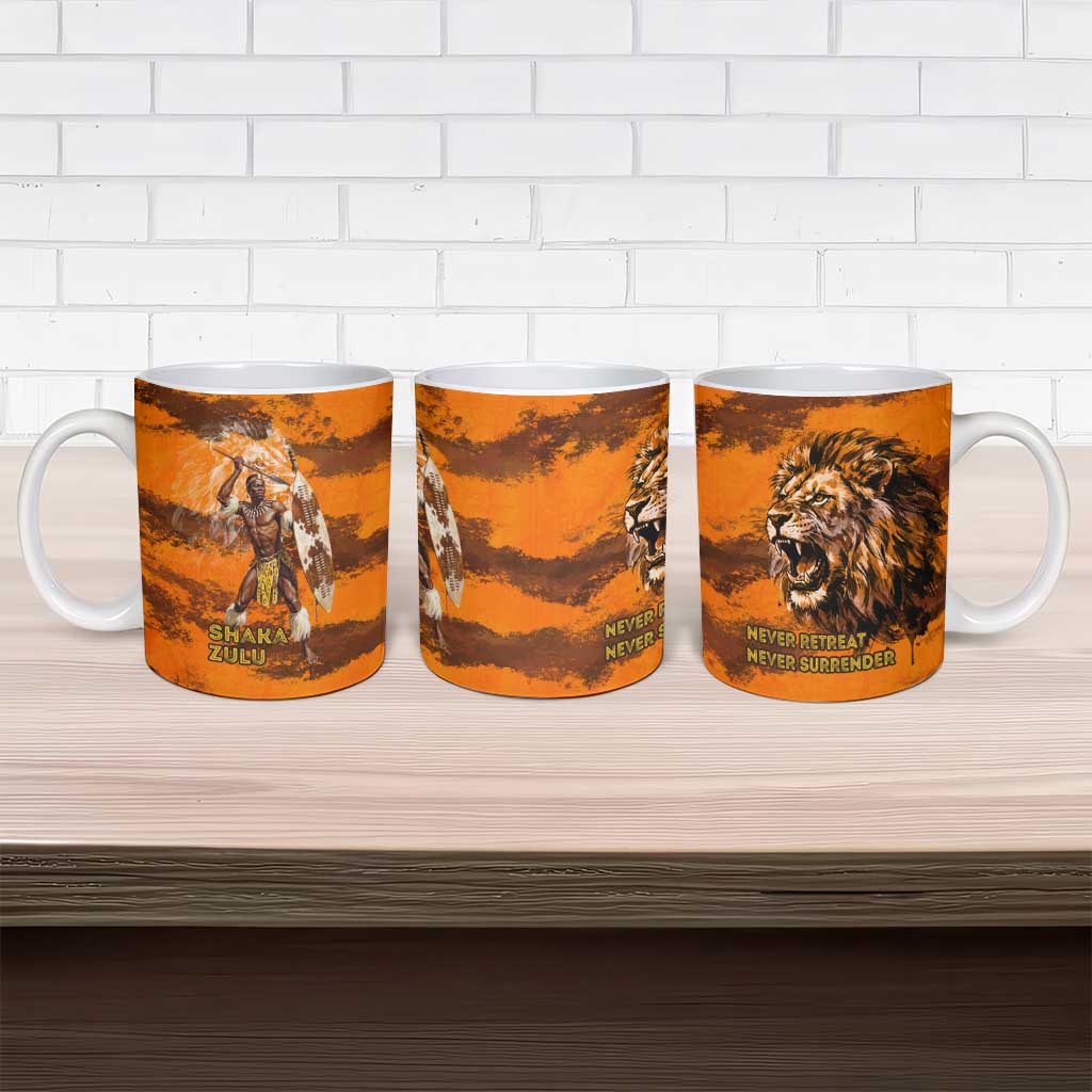 Shaka Zulu Ceramic Mug Warrior Fiery Roaring Lion - Never Retreat Never Surrender African Strength and Courage - African Pride