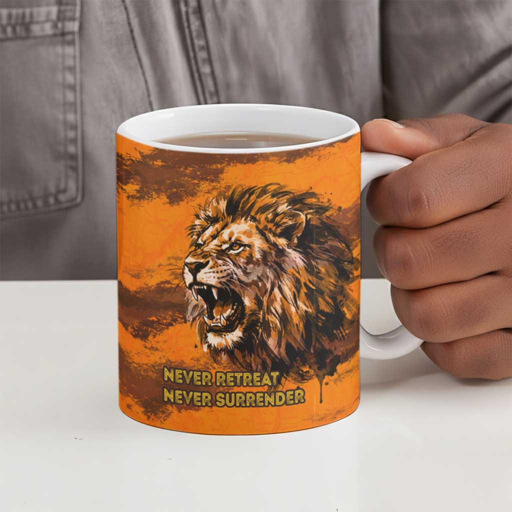 Shaka Zulu Ceramic Mug Warrior Fiery Roaring Lion - Never Retreat Never Surrender African Strength and Courage - African Pride