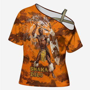 Shaka Zulu Cross Shoulder Shirt Warrior Fiery Roaring Lion - Never Retreat Never Surrender African Strength and Courage - African Pride