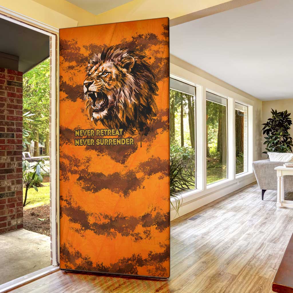 Shaka Zulu Door Cover Warrior Fiery Roaring Lion - Never Retreat Never Surrender African Strength and Courage - African Pride