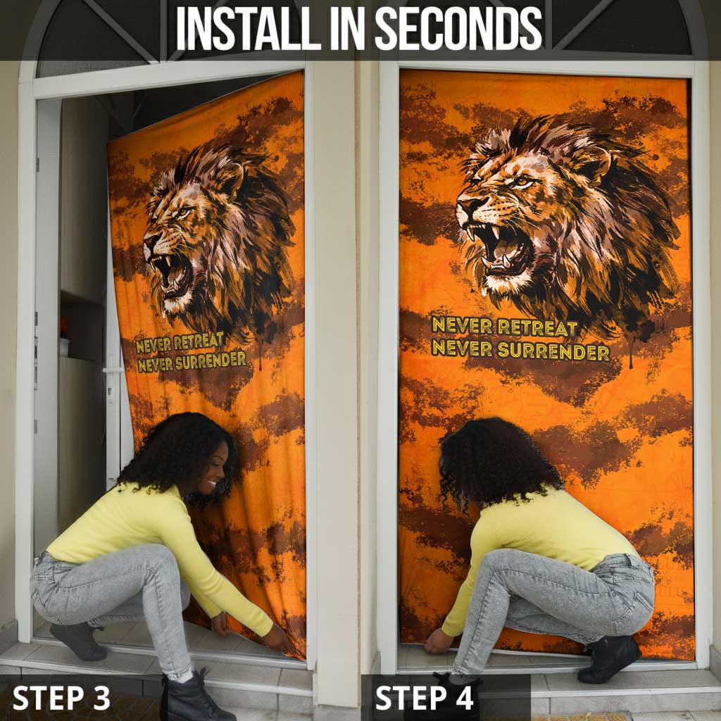 Shaka Zulu Door Cover Warrior Fiery Roaring Lion - Never Retreat Never Surrender African Strength and Courage - African Pride