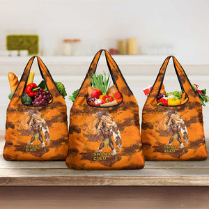 Shaka Zulu Grocery Bag Warrior Fiery Roaring Lion - Never Retreat Never Surrender African Strength and Courage - African Pride