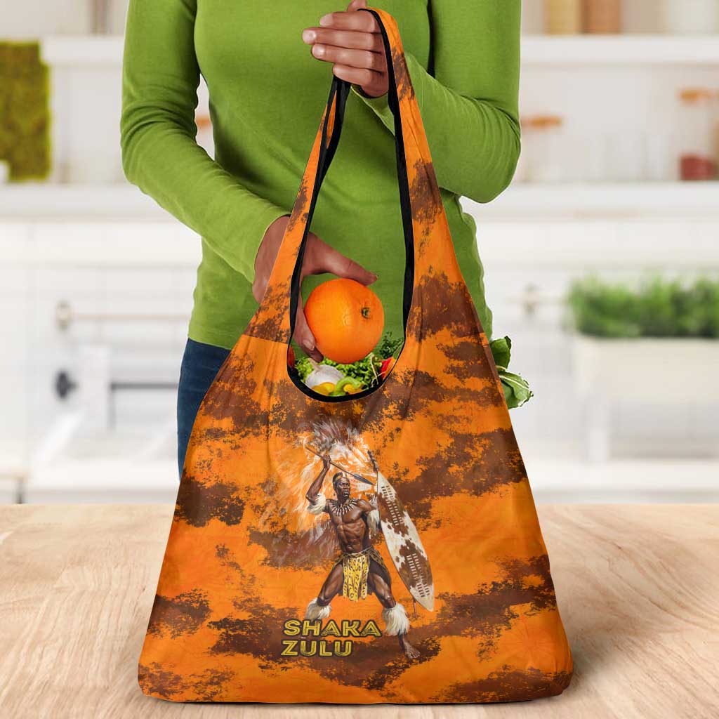 Shaka Zulu Grocery Bag Warrior Fiery Roaring Lion - Never Retreat Never Surrender African Strength and Courage - African Pride