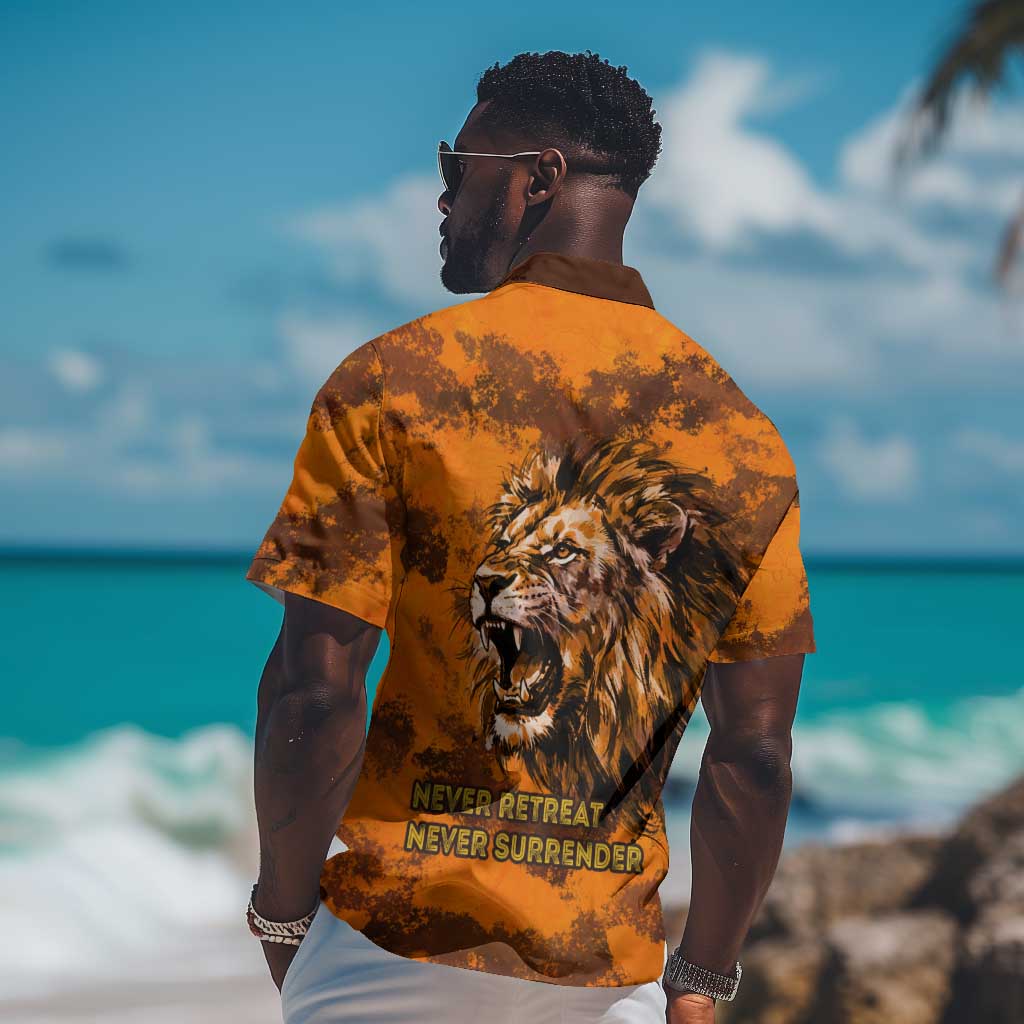 Shaka Zulu Hawaiian Shirt Warrior Fiery Roaring Lion - Never Retreat Never Surrender African Strength and Courage - African Pride