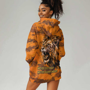 Shaka Zulu Hoodie Dress Warrior Fiery Roaring Lion - Never Retreat Never Surrender African Strength and Courage - African Pride