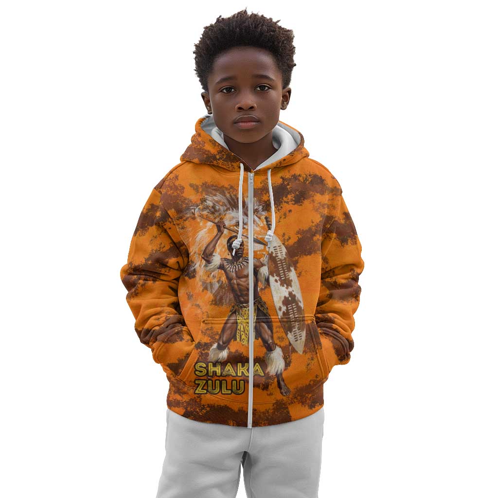 Shaka Zulu Kid Hoodie Warrior Fiery Roaring Lion - Never Retreat Never Surrender African Strength and Courage - African Pride