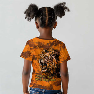 Shaka Zulu Kid T shirt Warrior Fiery Roaring Lion - Never Retreat Never Surrender African Strength and Courage - African Pride
