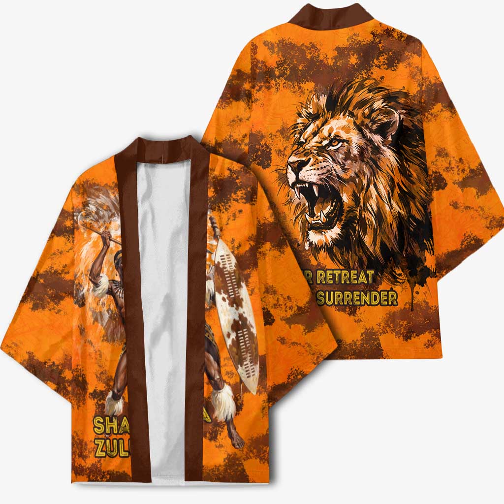 Shaka Zulu Kimono Warrior Fiery Roaring Lion - Never Retreat Never Surrender African Strength and Courage - African Pride