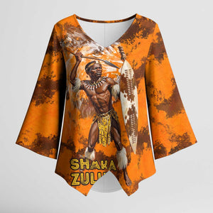 Shaka Zulu Kimono Sleeve Blouse Warrior Fiery Roaring Lion - Never Retreat Never Surrender African Strength and Courage - African Pride