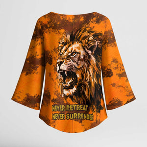 Shaka Zulu Kimono Sleeve Blouse Warrior Fiery Roaring Lion - Never Retreat Never Surrender African Strength and Courage - African Pride