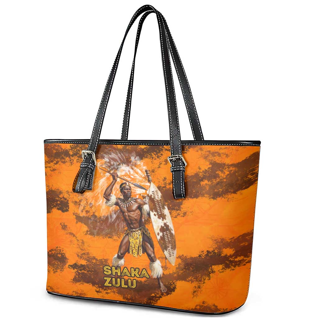 Shaka Zulu Leather Tote Bag Warrior Fiery Roaring Lion - Never Retreat Never Surrender African Strength and Courage - African Pride