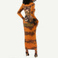 Shaka Zulu Long Sleeve Bodycon Dress Warrior Fiery Roaring Lion - Never Retreat Never Surrender African Strength and Courage - African Pride