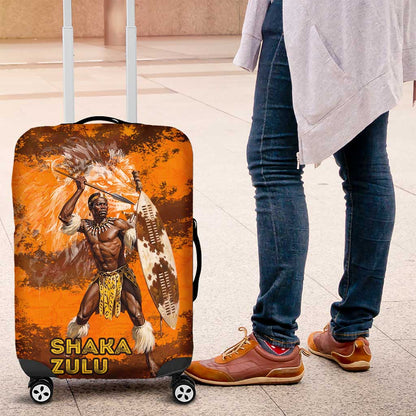 Shaka Zulu Luggage Cover Warrior Fiery Roaring Lion - Never Retreat Never Surrender African Strength and Courage - African Pride