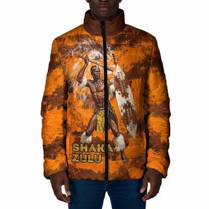 Shaka Zulu Padded Jacket Warrior Fiery Roaring Lion - Never Retreat Never Surrender African Strength and Courage - African Pride