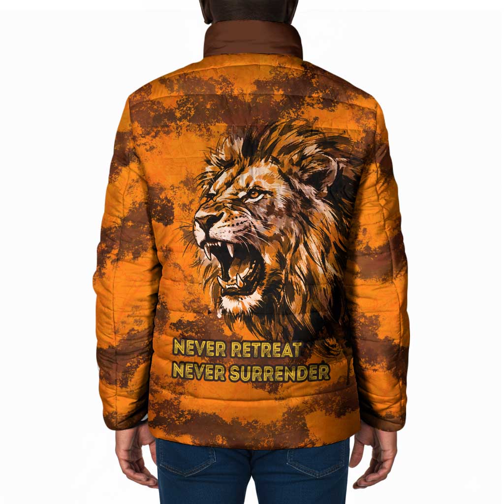 Shaka Zulu Padded Jacket Warrior Fiery Roaring Lion - Never Retreat Never Surrender African Strength and Courage - African Pride