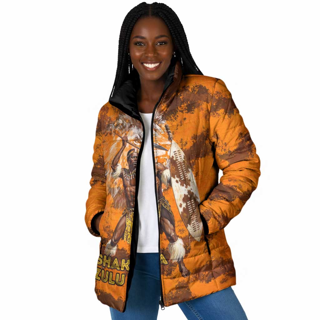 Shaka Zulu Padded Jacket Warrior Fiery Roaring Lion - Never Retreat Never Surrender African Strength and Courage - African Pride