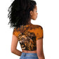 Shaka Zulu Raglan Cropped T shirt Warrior Fiery Roaring Lion - Never Retreat Never Surrender African Strength and Courage - African Pride