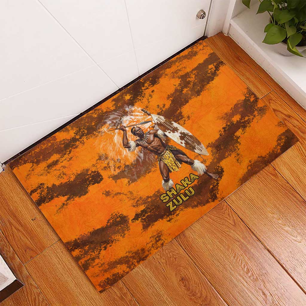 Shaka Zulu Rubber Doormat Warrior Fiery Roaring Lion - Never Retreat Never Surrender African Strength and Courage - African Pride