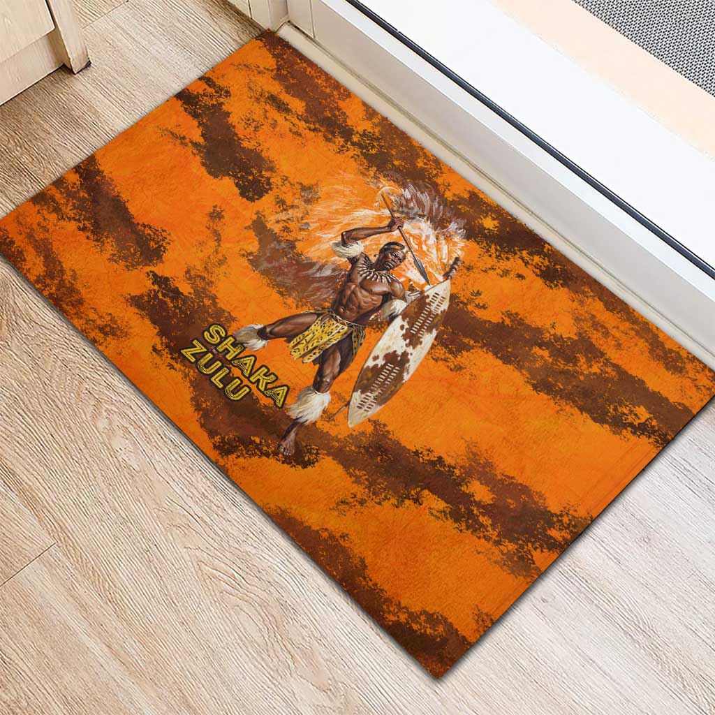 Shaka Zulu Rubber Doormat Warrior Fiery Roaring Lion - Never Retreat Never Surrender African Strength and Courage - African Pride