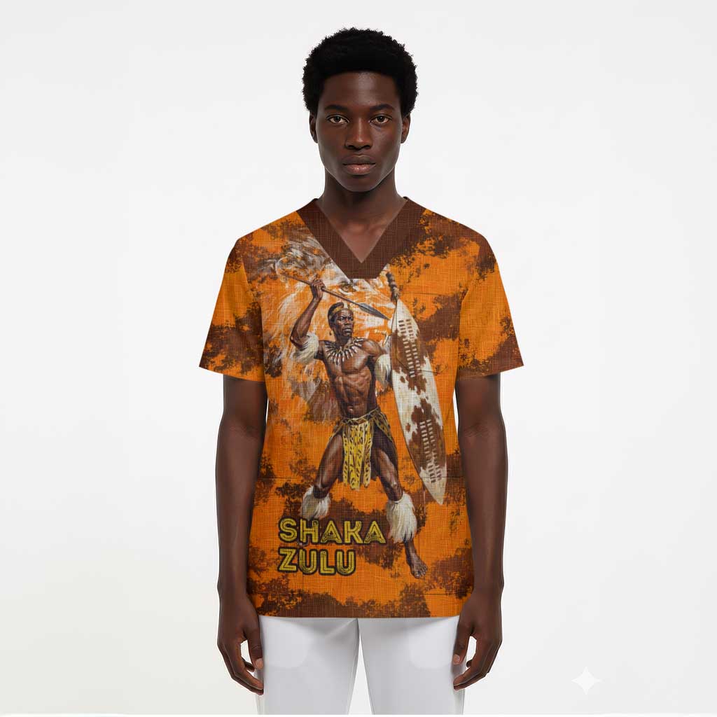 Shaka Zulu Scrub Top Warrior Fiery Roaring Lion - Never Retreat Never Surrender African Strength and Courage - African Pride