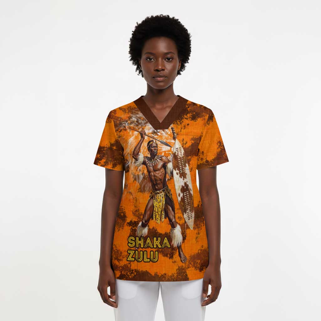 Shaka Zulu Scrub Top Warrior Fiery Roaring Lion - Never Retreat Never Surrender African Strength and Courage - African Pride