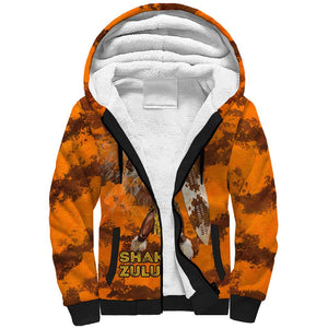 Shaka Zulu Sherpa Hoodie Warrior Fiery Roaring Lion - Never Retreat Never Surrender African Strength and Courage - African Pride