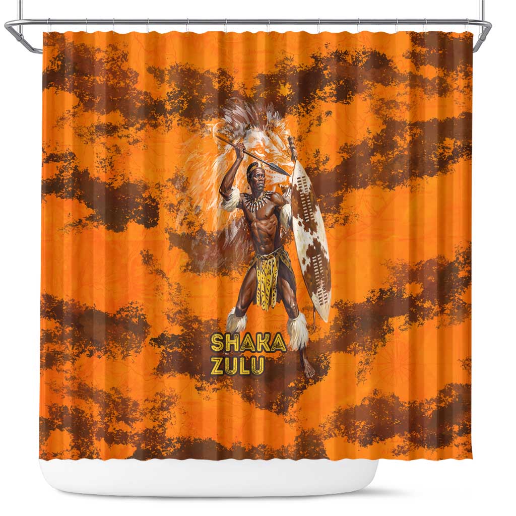 Shaka Zulu Shower Curtain Warrior Fiery Roaring Lion - Never Retreat Never Surrender African Strength and Courage - African Pride