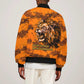 Shaka Zulu Sleeve Zip Bomber Jacket Warrior Fiery Roaring Lion - Never Retreat Never Surrender African Strength and Courage - African Pride