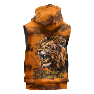 Shaka Zulu Sleeveless Zip Hoodie Warrior Fiery Roaring Lion - Never Retreat Never Surrender African Strength and Courage - African Pride