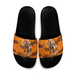 Shaka Zulu Slide Sandals Warrior Fiery Roaring Lion - Never Retreat Never Surrender African Strength and Courage - African Pride