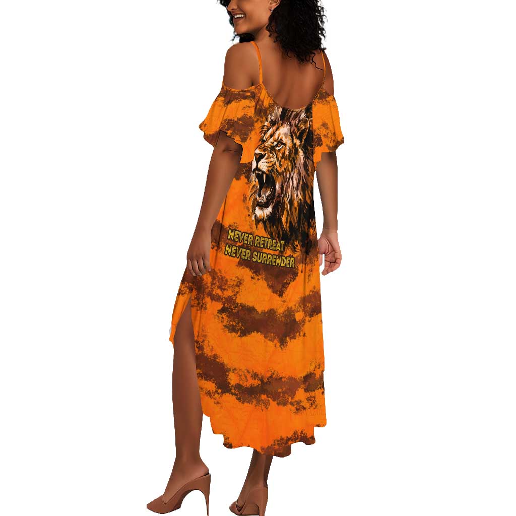 Shaka Zulu Summer Maxi Dress Warrior Fiery Roaring Lion - Never Retreat Never Surrender African Strength and Courage - African Pride