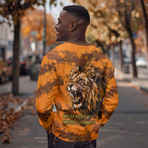 Shaka Zulu Sweatshirt Warrior Fiery Roaring Lion - Never Retreat Never Surrender African Strength and Courage - African Pride