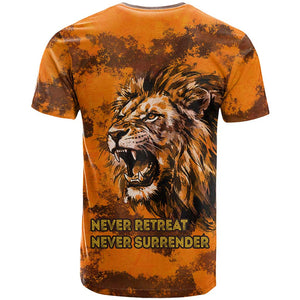 Shaka Zulu T shirt Warrior Fiery Roaring Lion - Never Retreat Never Surrender African Strength and Courage - African Pride