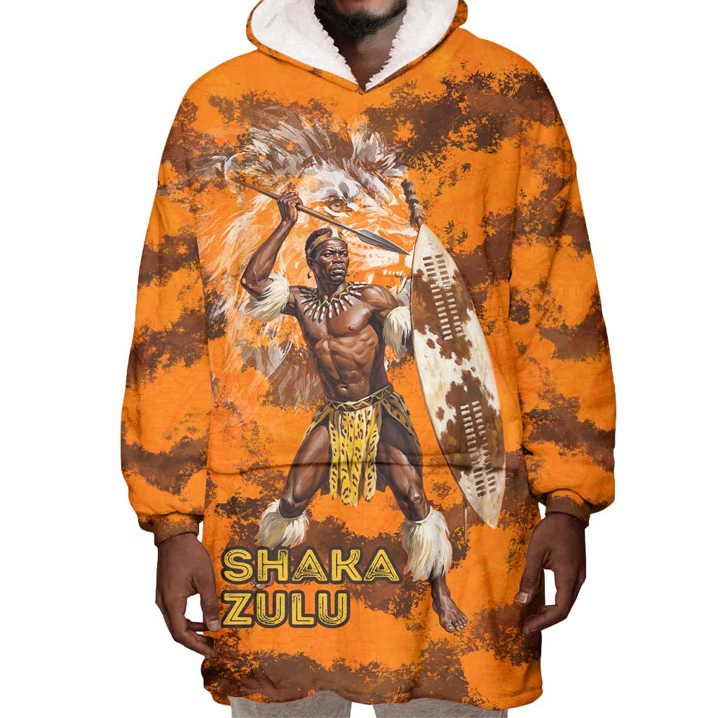 Shaka Zulu Wearable Blanket Hoodie Warrior Fiery Roaring Lion - Never Retreat Never Surrender African Strength and Courage - African Pride